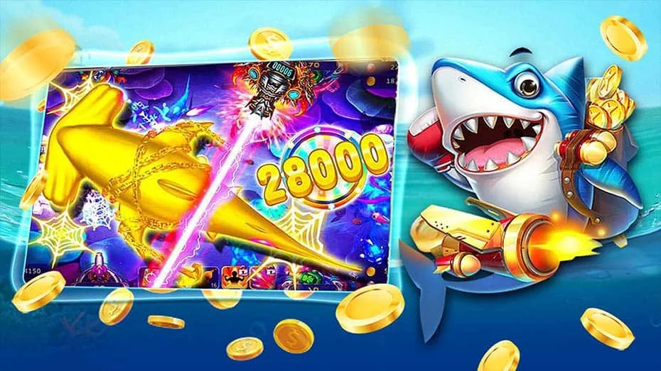 Arena bawah laut RP4 dengan ikan bergerak dan kontrol meriam di layar mobile