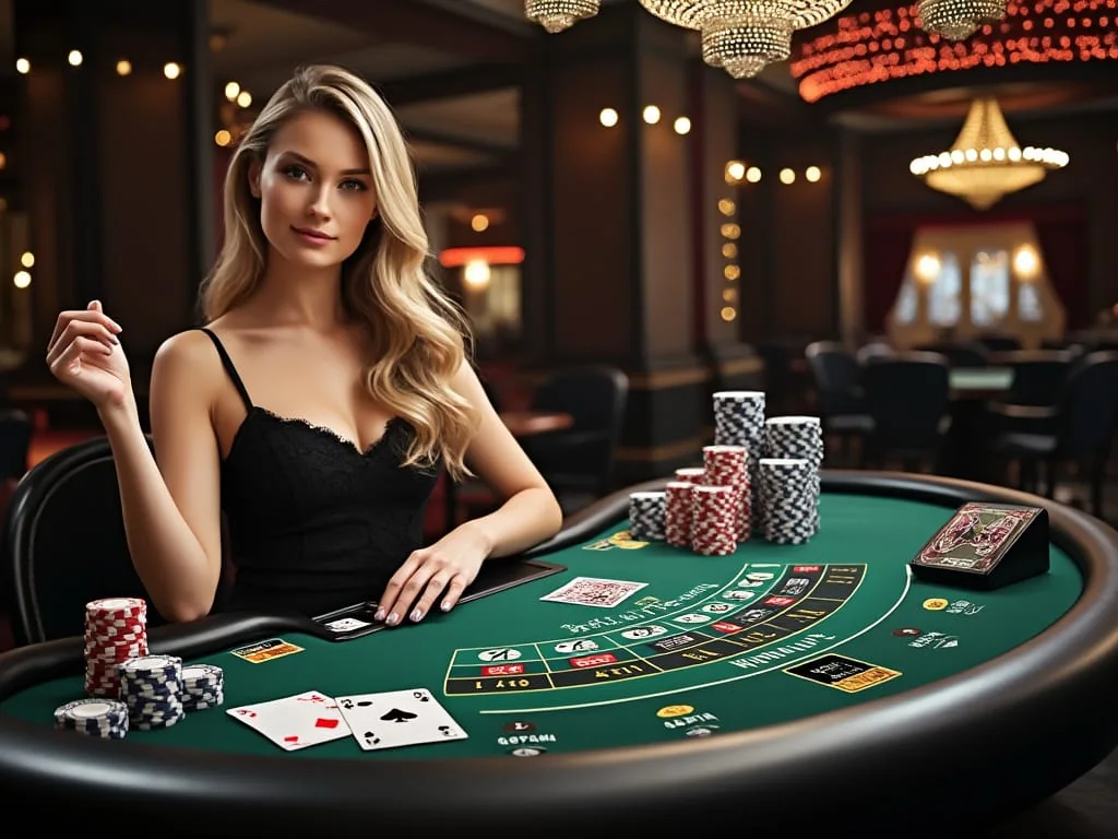 Dealer memandu suasana meja live untuk permainan kasino mobile
